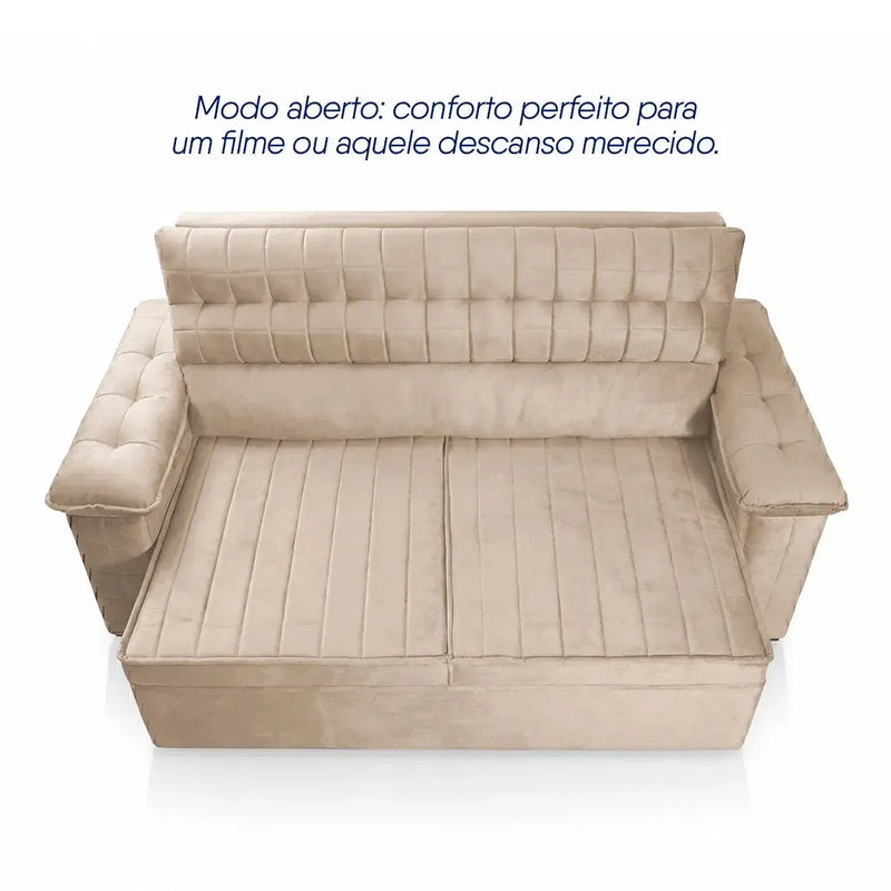 Sofá Retrátil Reclinável 2 lugares com molas 1,50m Quantum Suede Velut Cinza