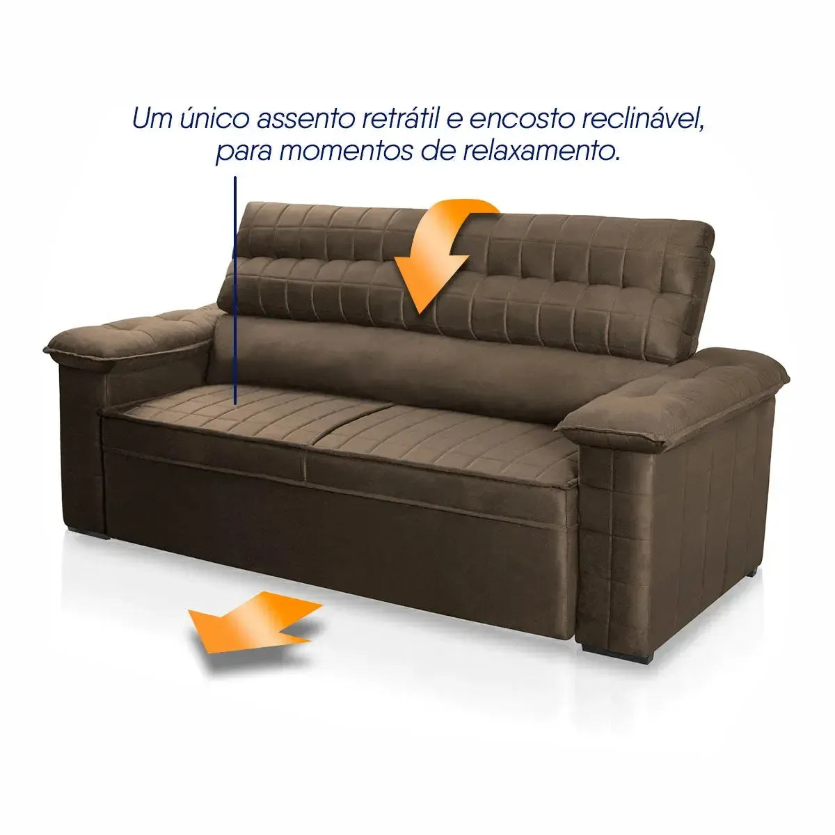 Sofá Retrátil Reclinável 2 lugares com molas 1,50m Quantum Suede Velut Marrom