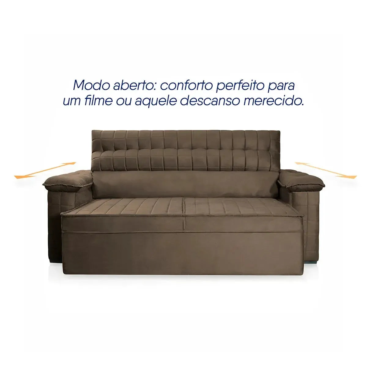 Sofá Retrátil Reclinável 2 lugares com molas 1,50m Quantum Suede Velut Marrom