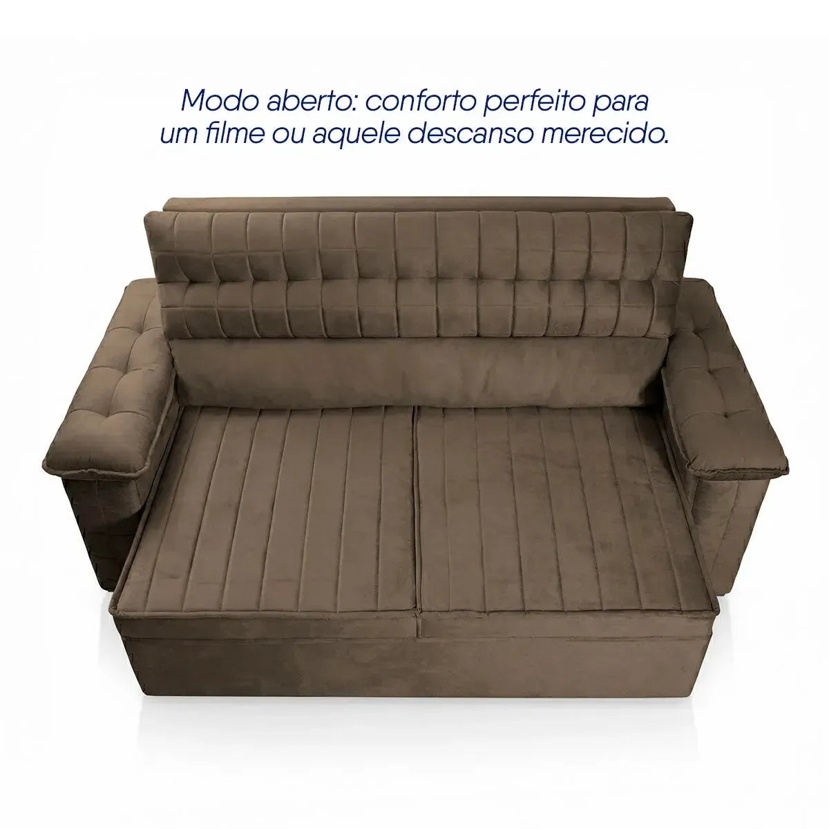 Sofá Retrátil Reclinável 2 lugares com molas 1,50m Quantum Suede Velut Marrom