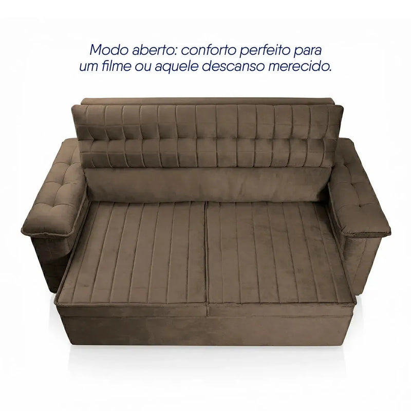 Sofá Retrátil Reclinável 2 lugares com molas 1,50m Quantum Suede Velut Marrom