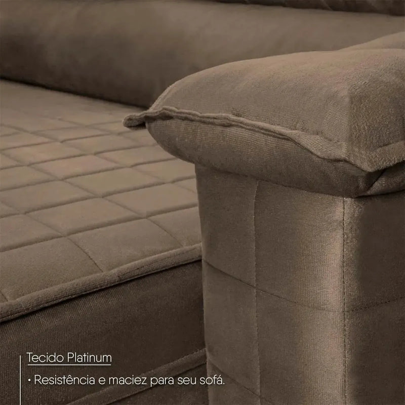 Sofá Retrátil Reclinável 2 lugares com molas 1,50m Quantum Suede Velut Marrom
