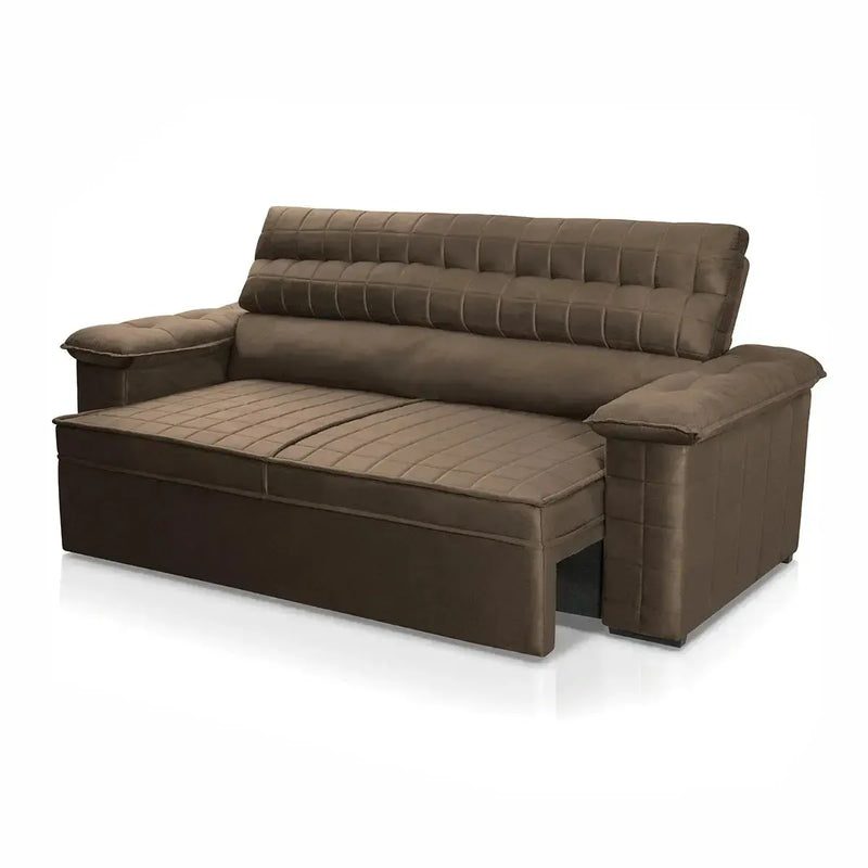 Sofá Retrátil Reclinável 2 lugares com molas 1,50m Quantum Suede Velut Marrom