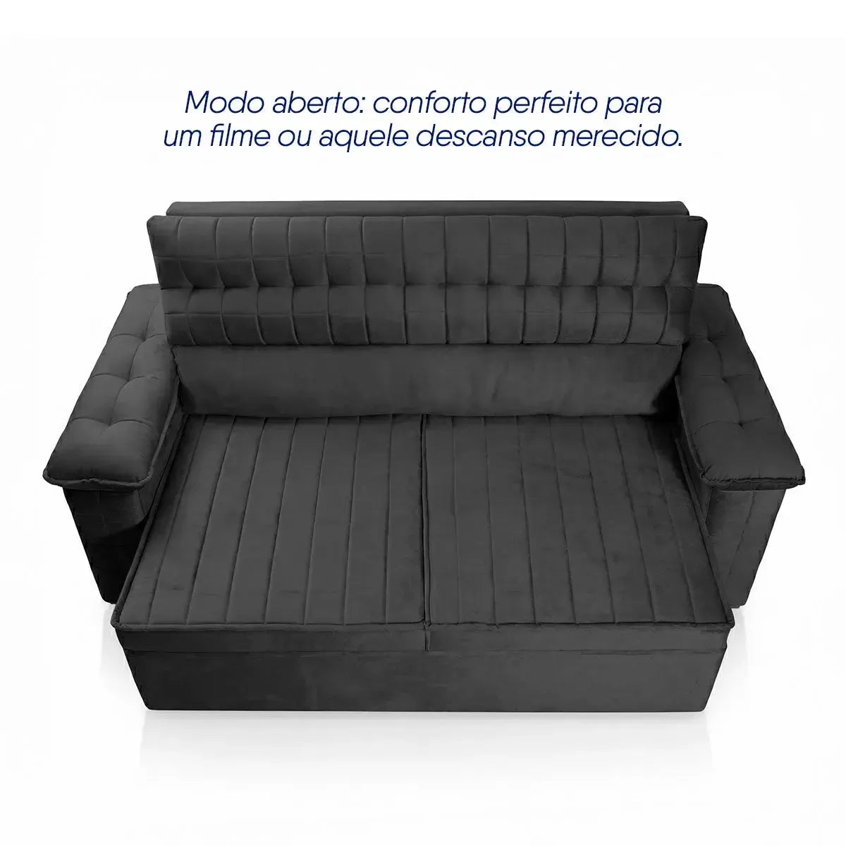 Sofá Retrátil Reclinável 2 lugares com molas 1,50m Quantum Suede Velut Preto