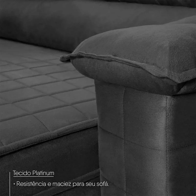 Sofá Retrátil Reclinável 2 lugares com molas 1,50m Quantum Suede Velut Preto