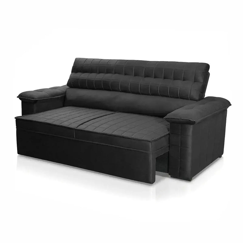 Sofá Retrátil Reclinável 2 lugares com molas 1,50m Quantum Suede Velut Preto
