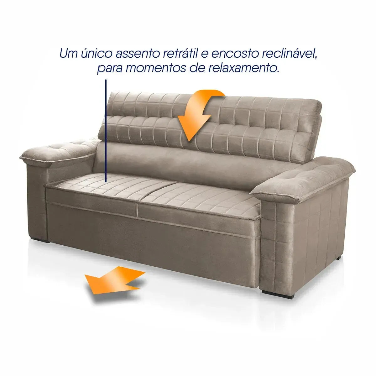 Sofá Retrátil Reclinável 2 lugares com molas 1,50m Quantum Suede Velut Tabaco