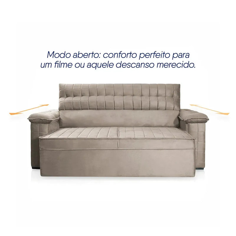 Sofá Retrátil Reclinável 2 lugares com molas 1,50m Quantum Suede Velut Tabaco