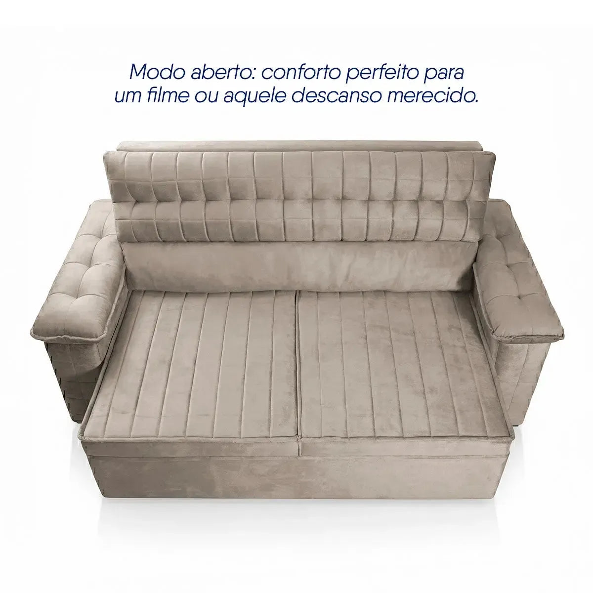 Sofá Retrátil Reclinável 2 lugares com molas 1,50m Quantum Suede Velut Tabaco