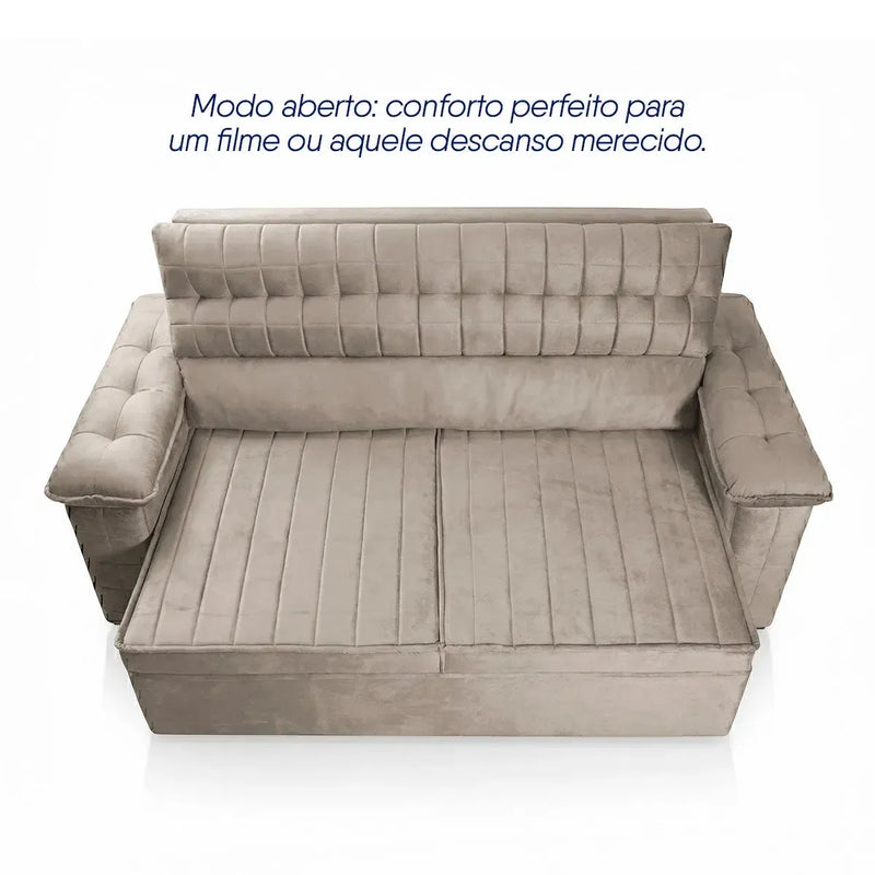 Sofá Retrátil Reclinável 2 lugares com molas 1,50m Quantum Suede Velut Tabaco