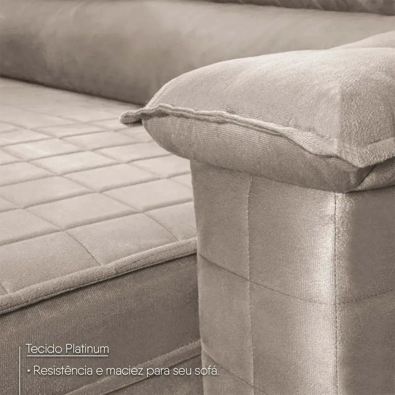 Sofá Retrátil Reclinável 2 lugares com molas 1,50m Quantum Suede Velut Tabaco