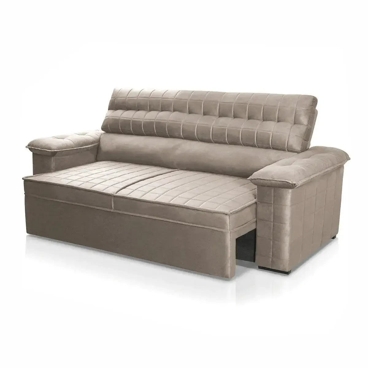 Sofá Retrátil Reclinável 2 lugares com molas 1,50m Quantum Suede Velut Tabaco