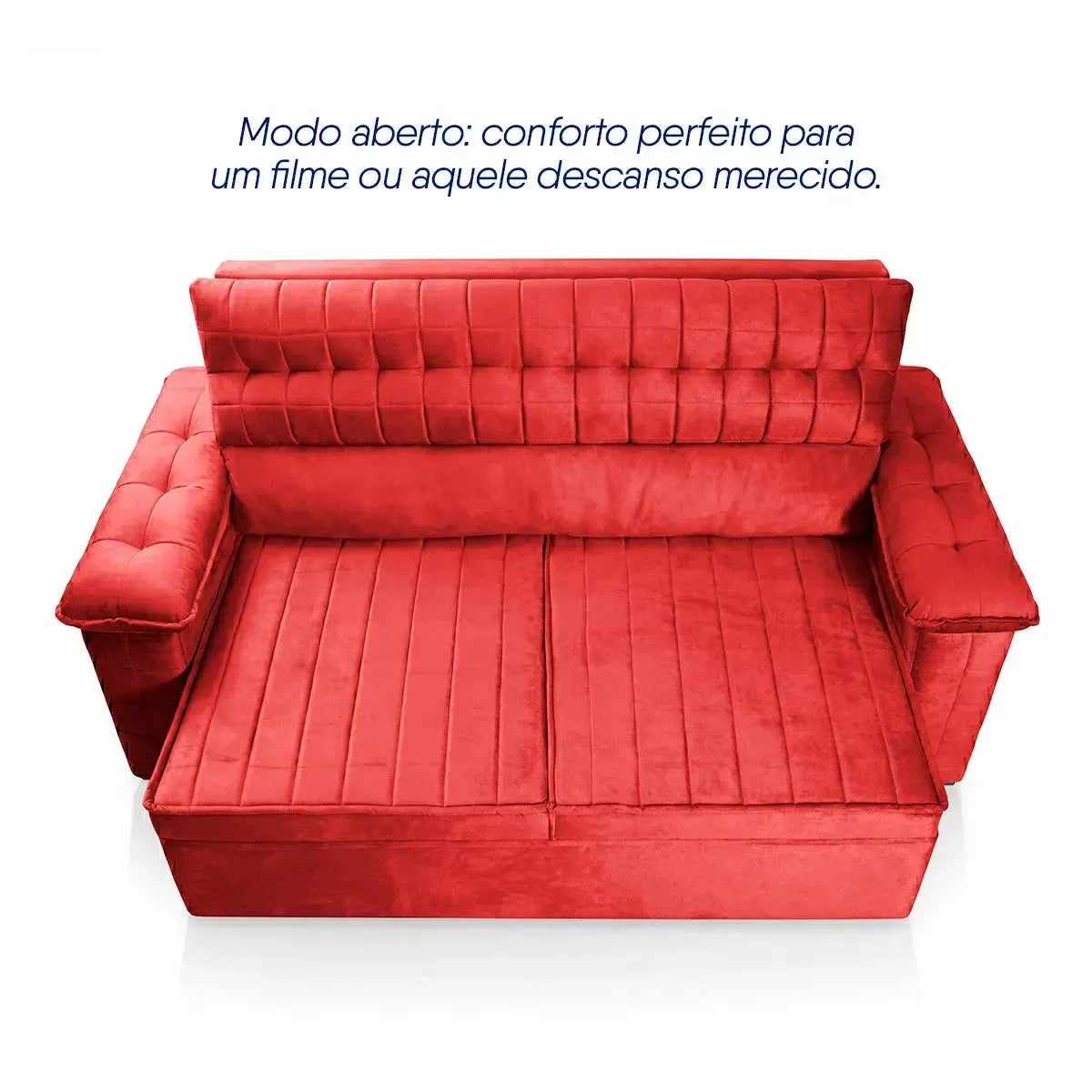 Sofá Retrátil Reclinável 2 lugares com molas 1,50m Quantum Suede Velut Vermelho