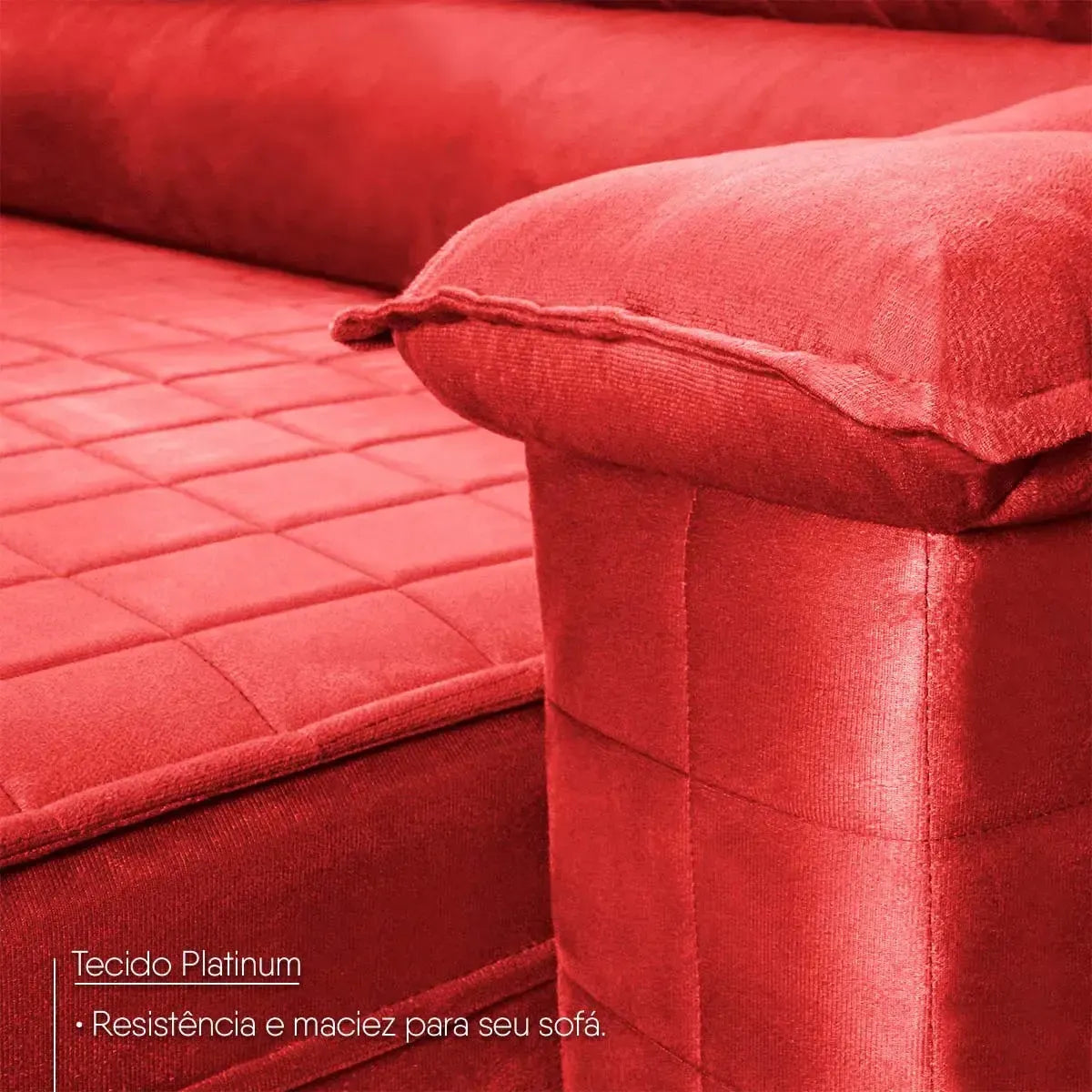 Sofá Retrátil Reclinável 2 lugares com molas 1,50m Quantum Suede Velut Vermelho