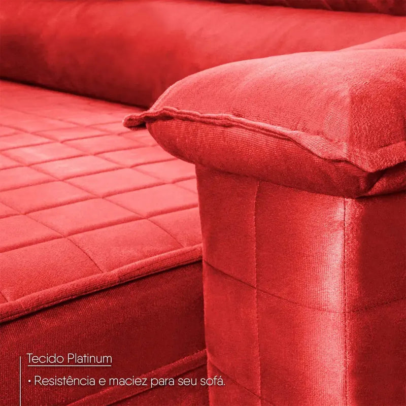 Sofá Retrátil Reclinável 2 lugares com molas 1,50m Quantum Suede Velut Vermelho