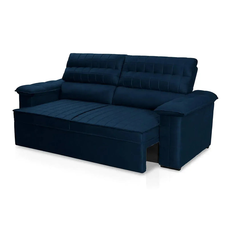 Sofá Retrátil Reclinável 2 lugares com molas 1,80m Quantum Suede Velut Azul