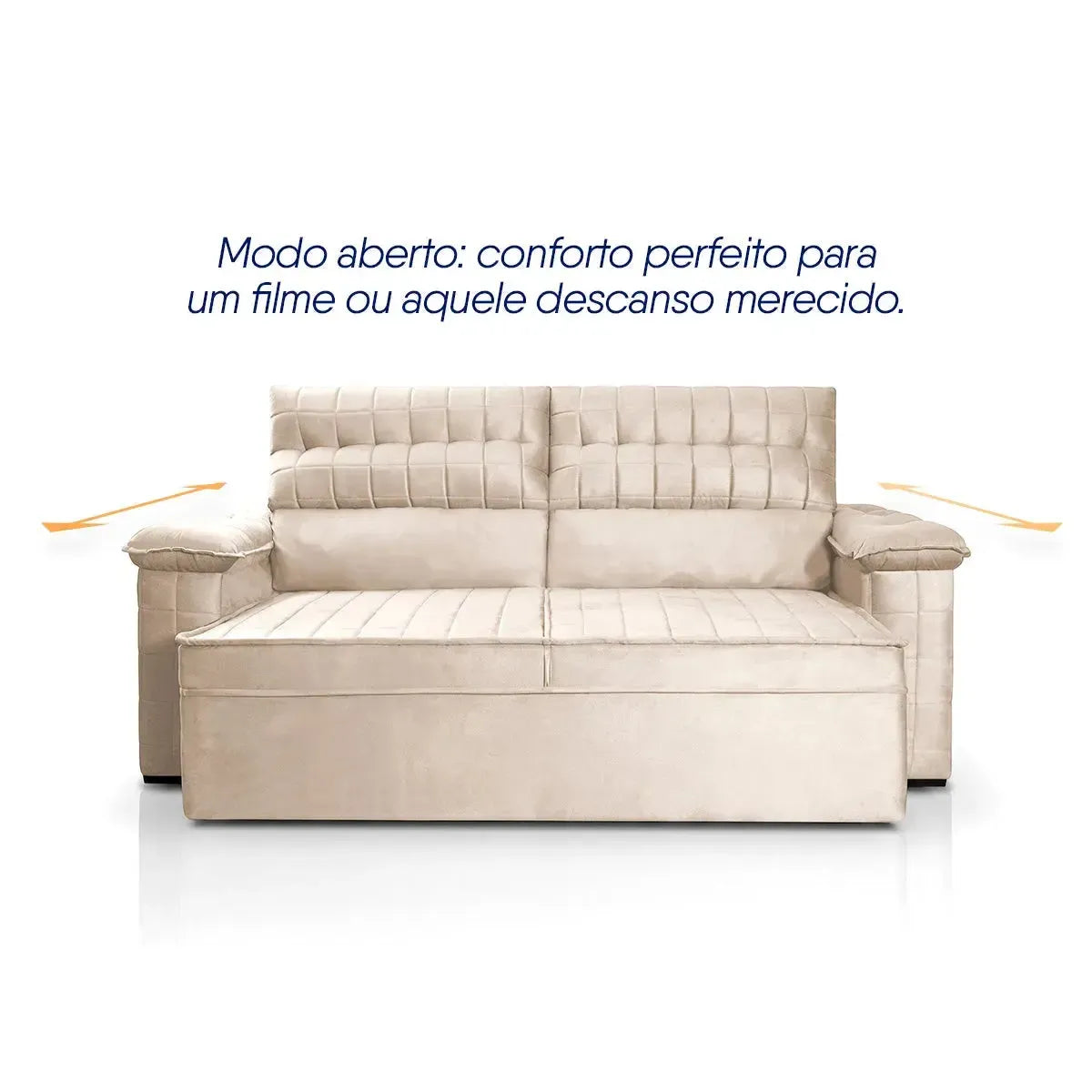 Sofá Retrátil Reclinável 2 lugares com molas 1,80m Quantum Suede Velut Bege