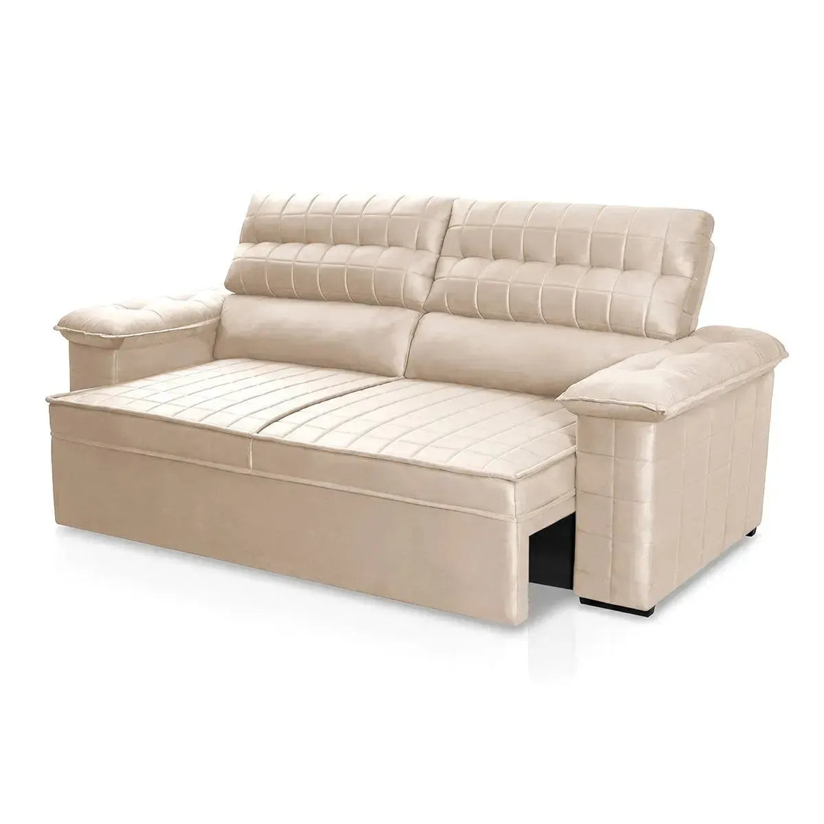 Sofá Retrátil Reclinável 2 lugares com molas 1,80m Quantum Suede Velut Bege
