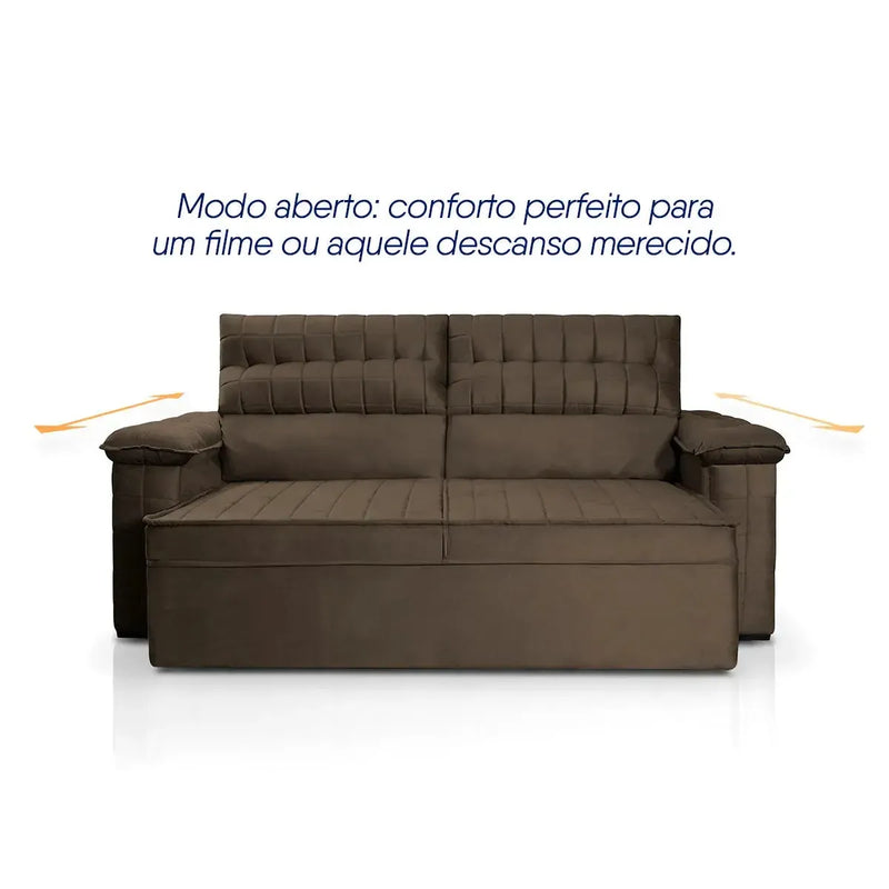 Sofá Retrátil Reclinável 2 lugares com molas 1,80m Quantum Suede Velut Marrom