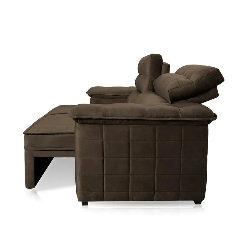Sofá Retrátil Reclinável 2 lugares com molas 1,80m Quantum Suede Velut Marrom