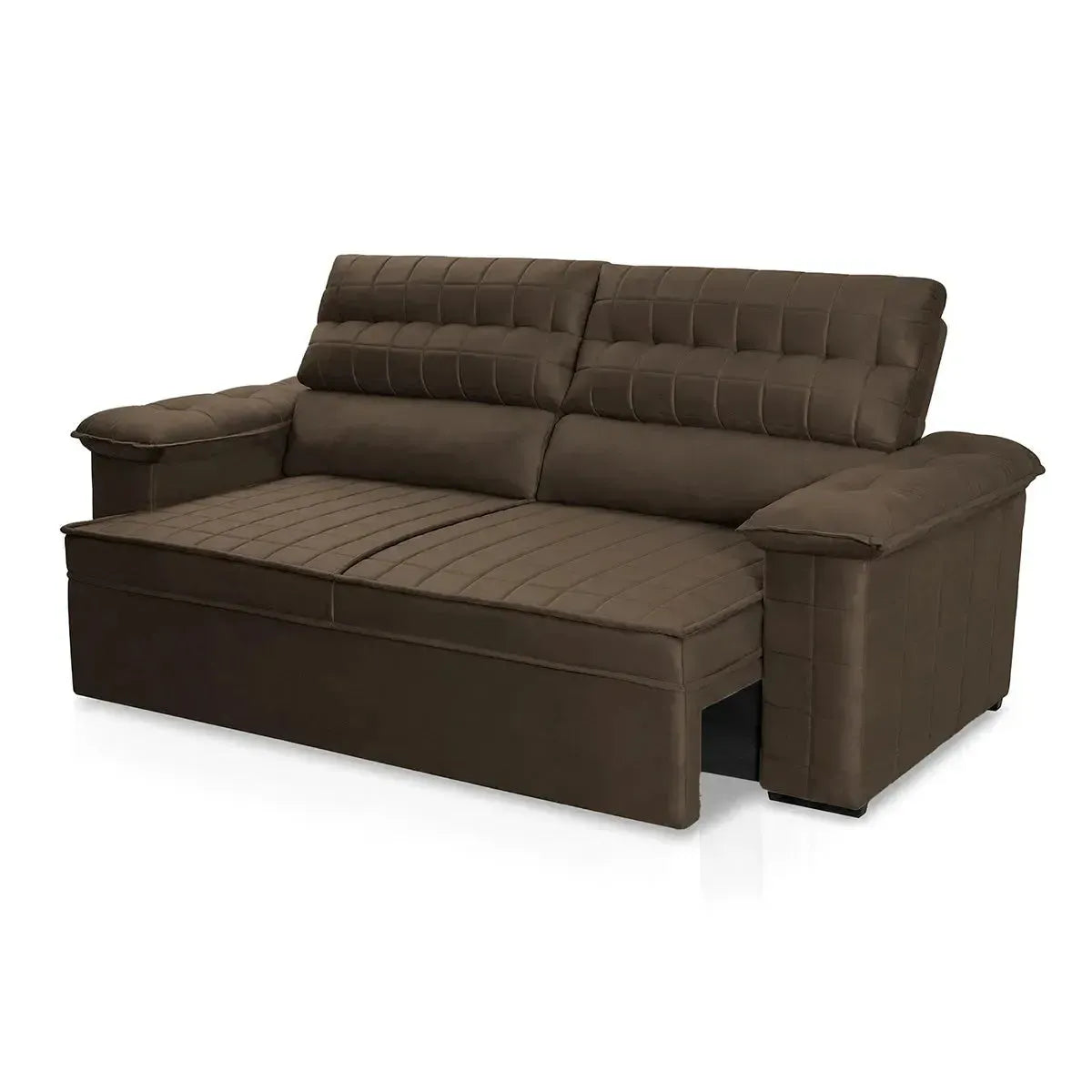 Sofá Retrátil Reclinável 2 lugares com molas 1,80m Quantum Suede Velut Marrom