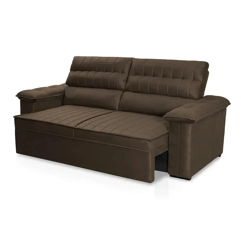 Sofá Retrátil Reclinável 2 lugares com molas 1,80m Quantum Suede Velut Marrom