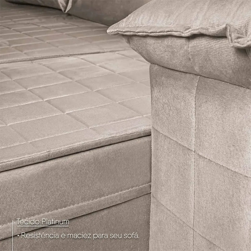 Sofá Retrátil Reclinável 2 lugares com molas 1,80m Quantum Suede Velut Tabaco