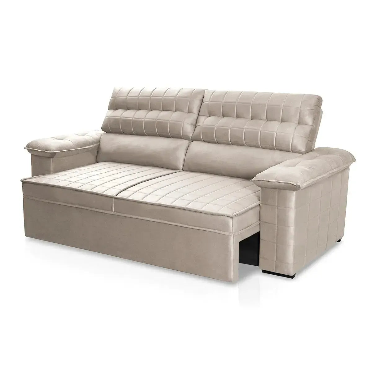 Sofá Retrátil Reclinável 2 lugares com molas 1,80m Quantum Suede Velut Marrom Claro