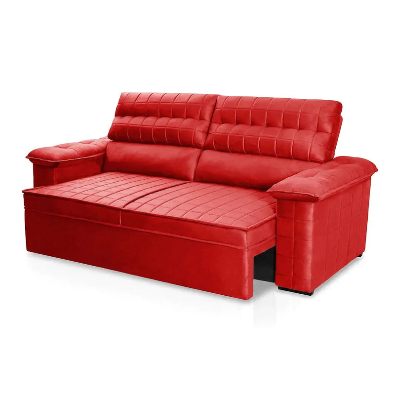Sofá Retrátil Reclinável 2 lugares com molas 1,80m Quantum Suede Velut Vermelho