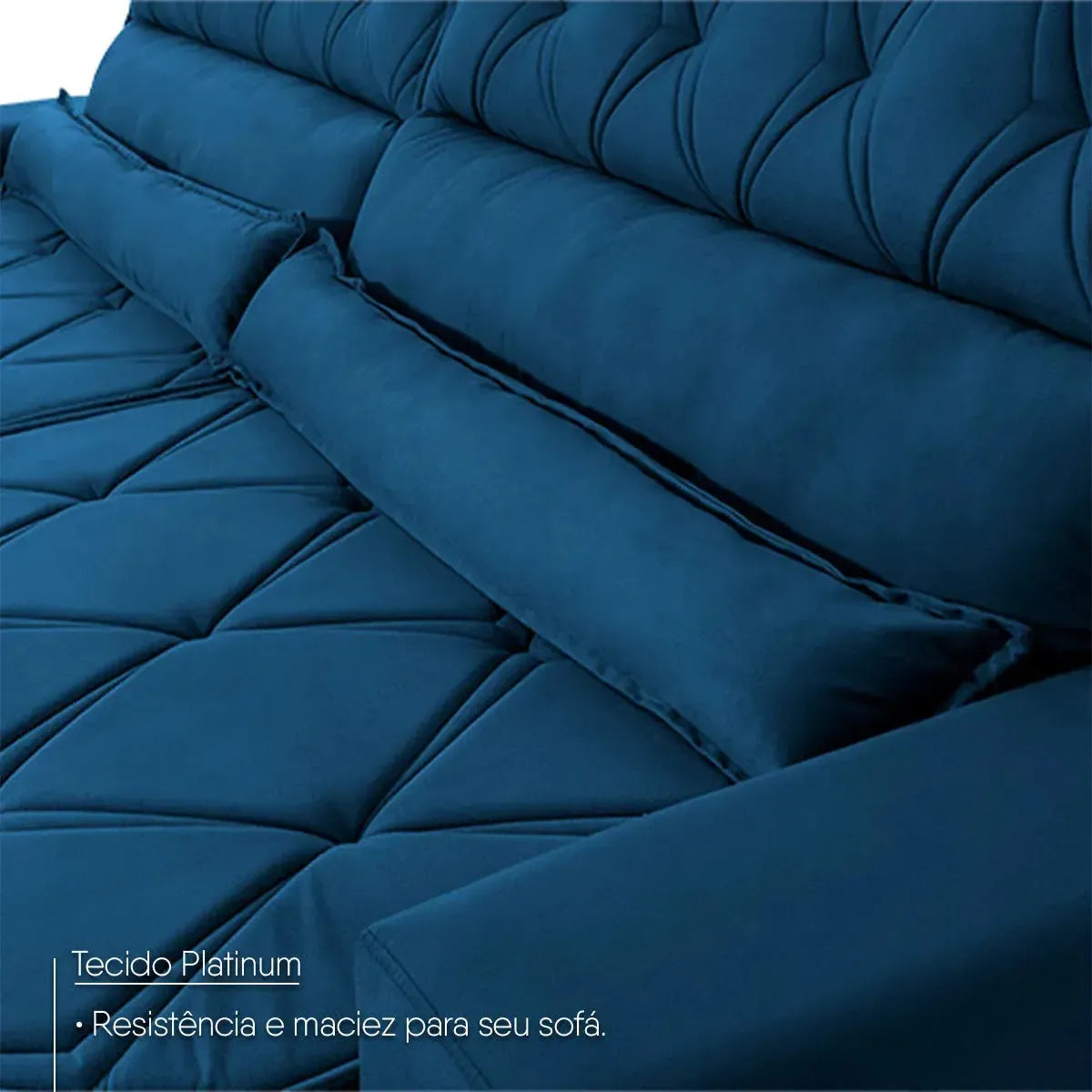 Sofá Retrátil Reclinável 2,50m Albany Suede Velut Azul Marinho Molas Ensacadas