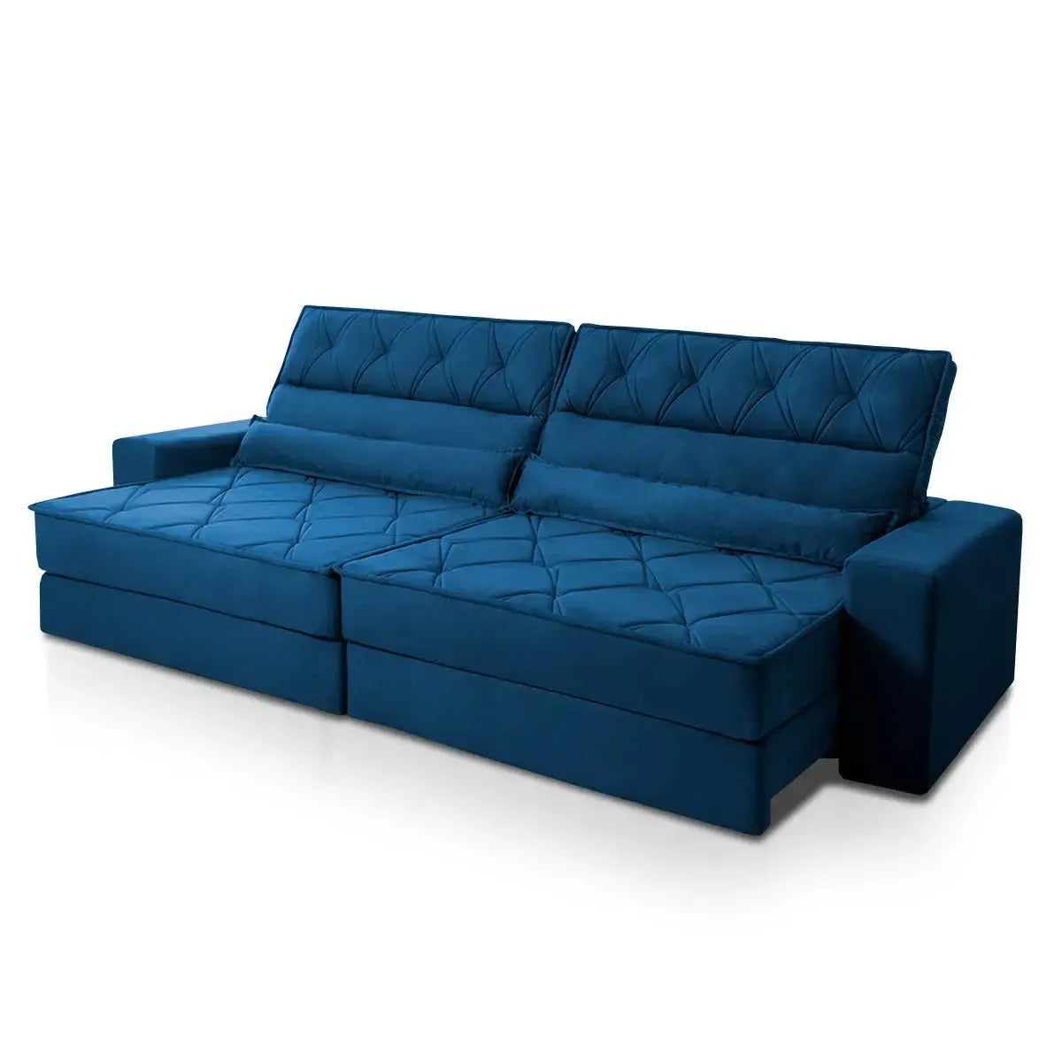 Sofá Retrátil Reclinável 2,50m Albany Suede Velut Azul Marinho Molas Ensacadas