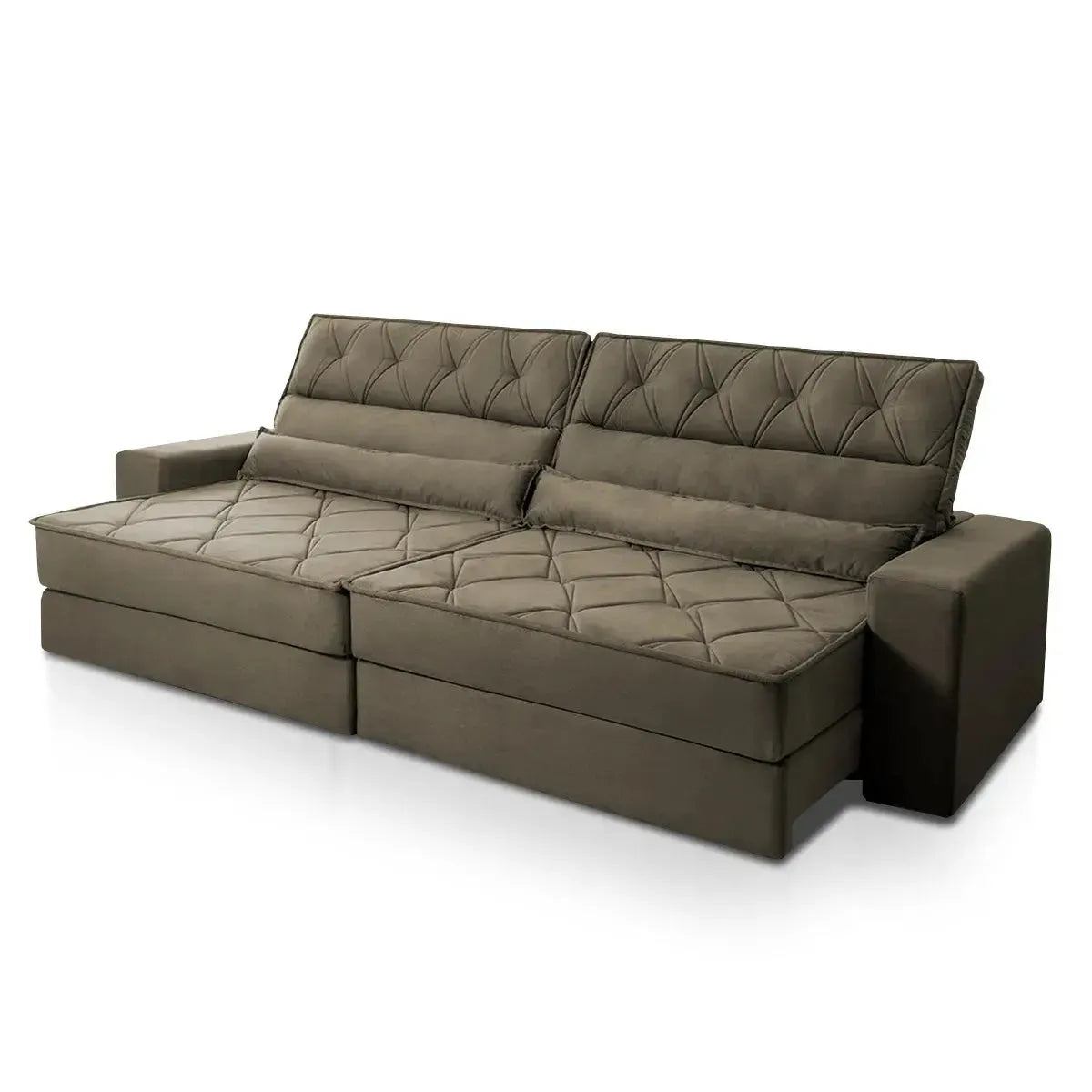 Sofá Retrátil Reclinável 2,50m Albany Suede Velut Tabaco Molas Ensacadas