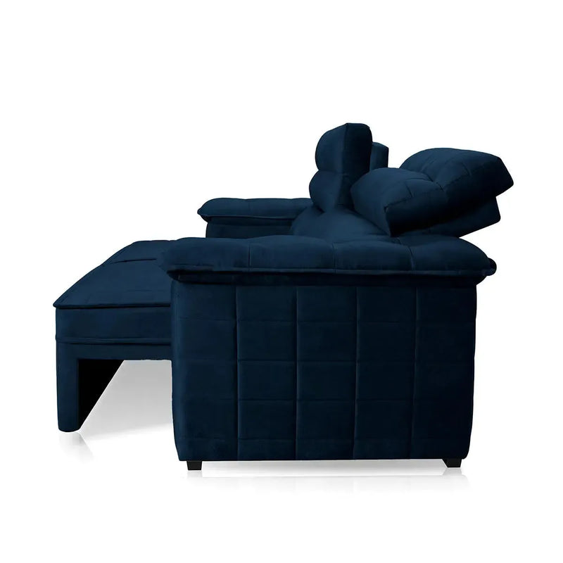 Sofá Retrátil Reclinável 3 lugares com molas 2,00m Quantum Suede Velut Azul