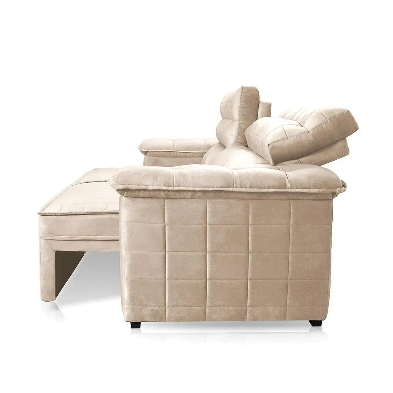 Sofá Retrátil Reclinável 3 lugares com molas 2,00m Quantum Suede Velut Bege