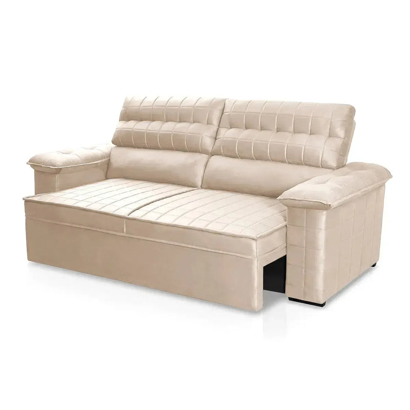 Sofá Retrátil Reclinável 3 lugares com molas 2,00m Quantum Suede Velut Bege