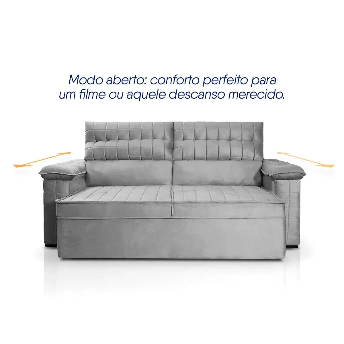 Sofá Retrátil Reclinável 3 lugares com molas 2,00m Quantum Suede Velut Cinza