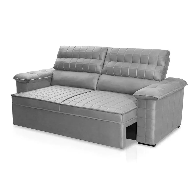 Sofá Retrátil Reclinável 3 lugares com molas 2,00m Quantum Suede Velut Cinza