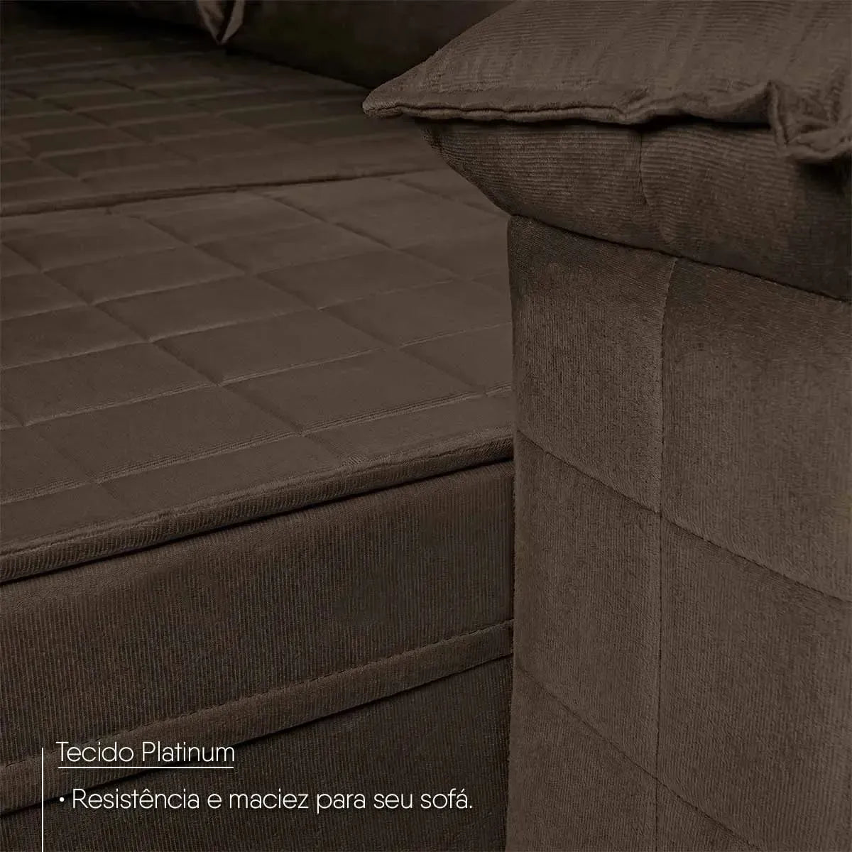 Sofá Retrátil Reclinável 3 lugares com molas 2,00m Quantum Suede Velut Marrom