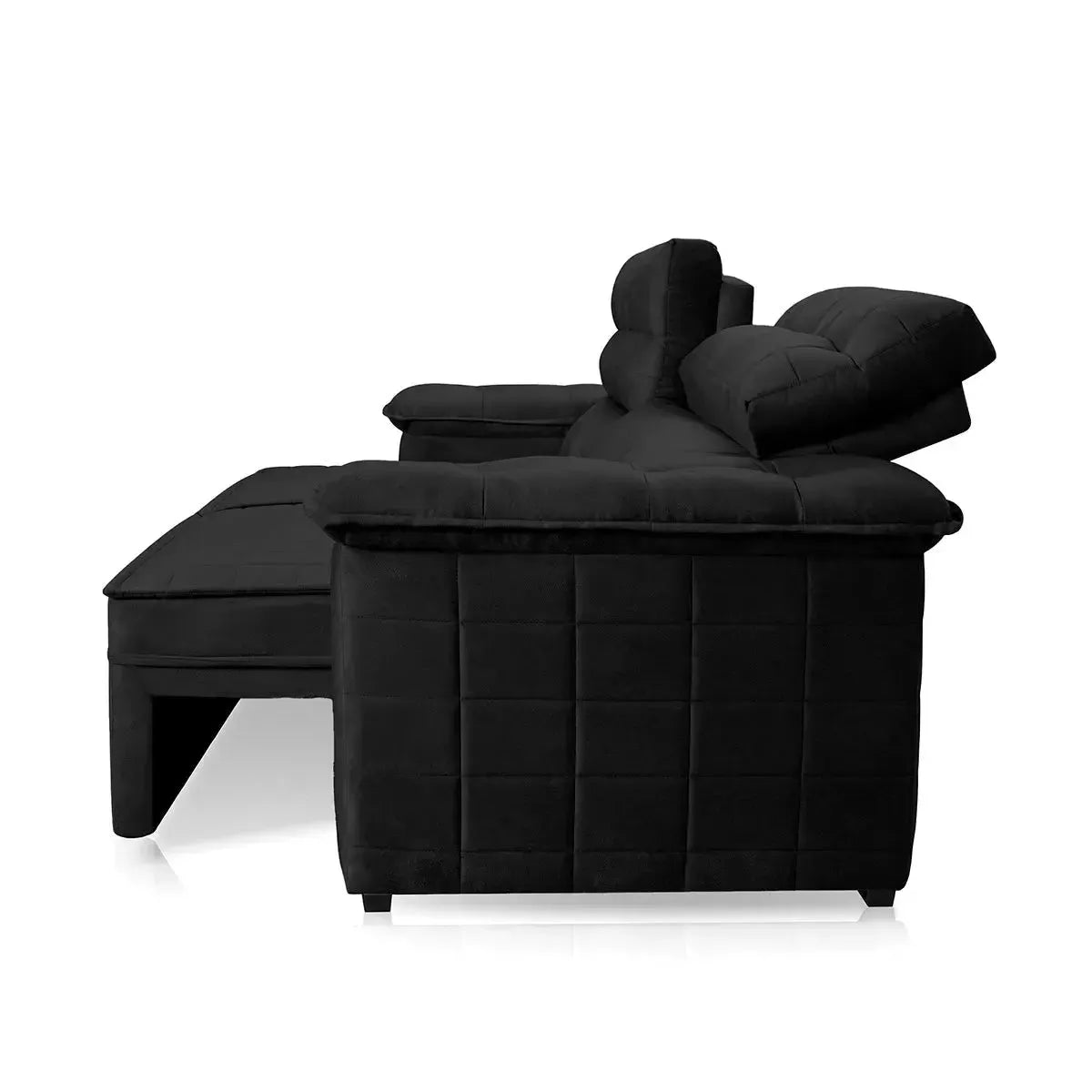 Sofá Retrátil Reclinável 3 lugares com molas 2,00m Quantum Suede Velut Preto