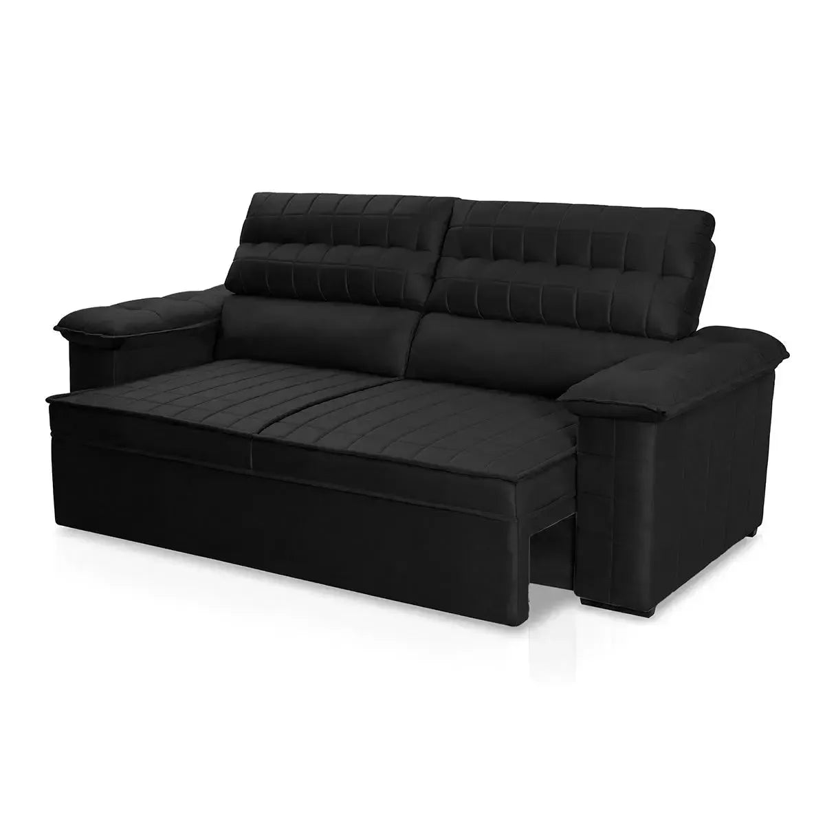 Sofá Retrátil Reclinável 3 lugares com molas 2,00m Quantum Suede Velut Preto