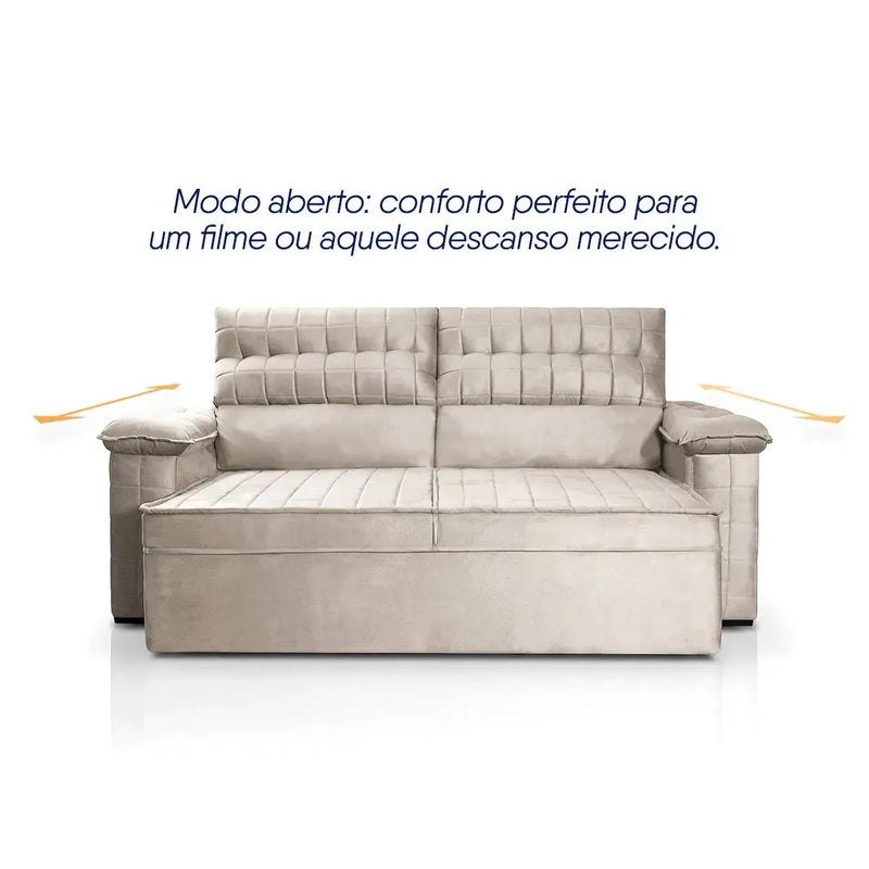 Sofá Retrátil Reclinável 3 lugares com molas 2,00m Quantum Suede Velut Tabaco