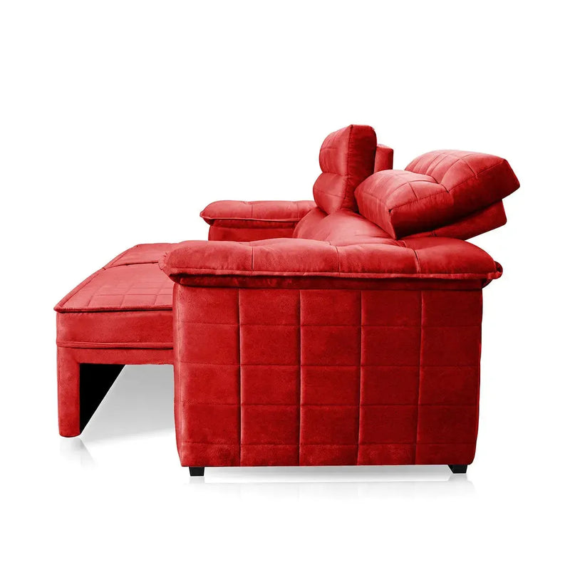 Sofá Retrátil Reclinável 3 lugares com molas 2,00m Quantum Suede Velut Vermelho