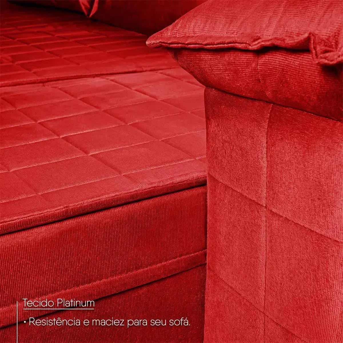 Sofá Retrátil Reclinável 3 lugares com molas 2,00m Quantum Suede Velut Vermelho