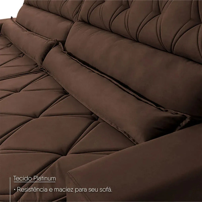 Sofá Retrátil Reclinável 3,00m Albany Suede Velut Marrom Molas Ensacadas