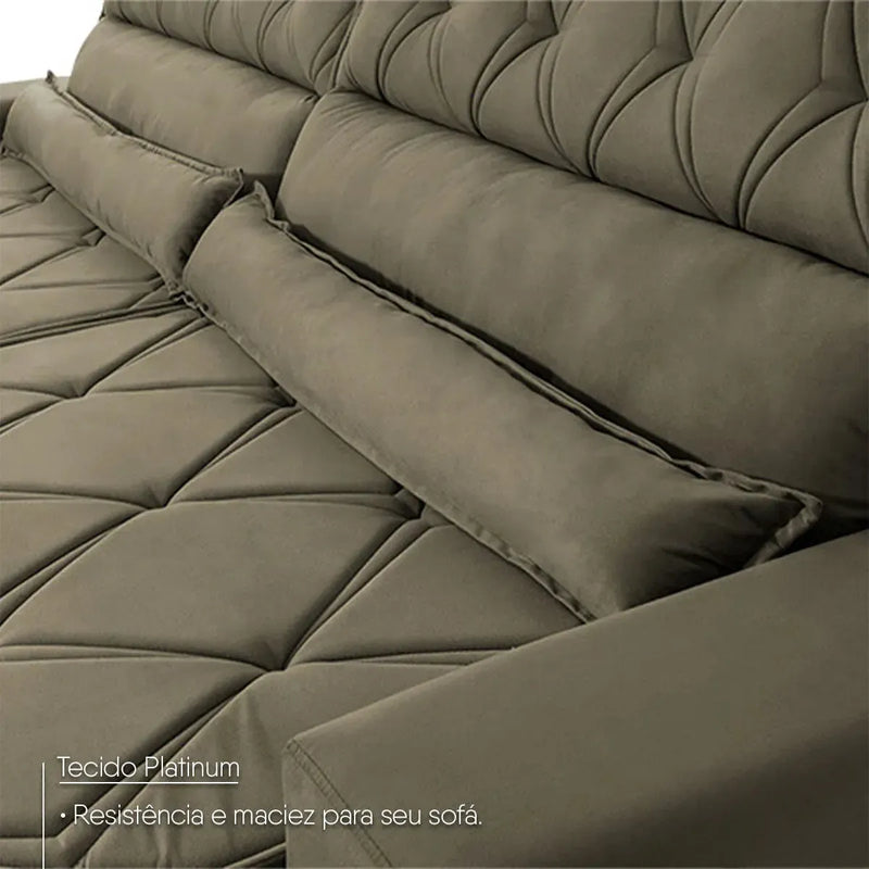 Sofá Retrátil Reclinável 3,00m Albany Suede Velut Tabaco Molas Ensacadas