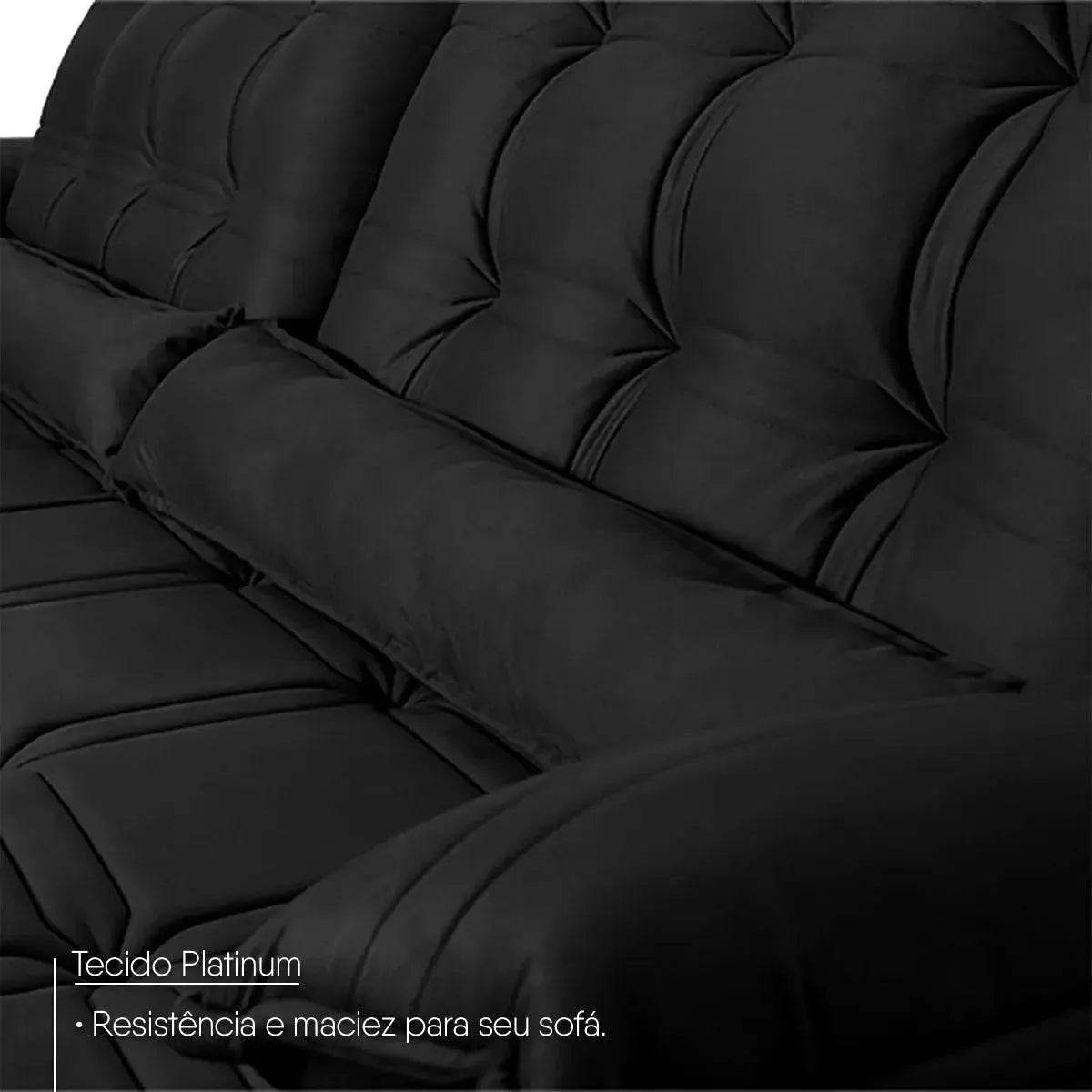 Sofá Retrátil Reclinável 3,00m Ascari Suede Velut Preto molas Ensacadas