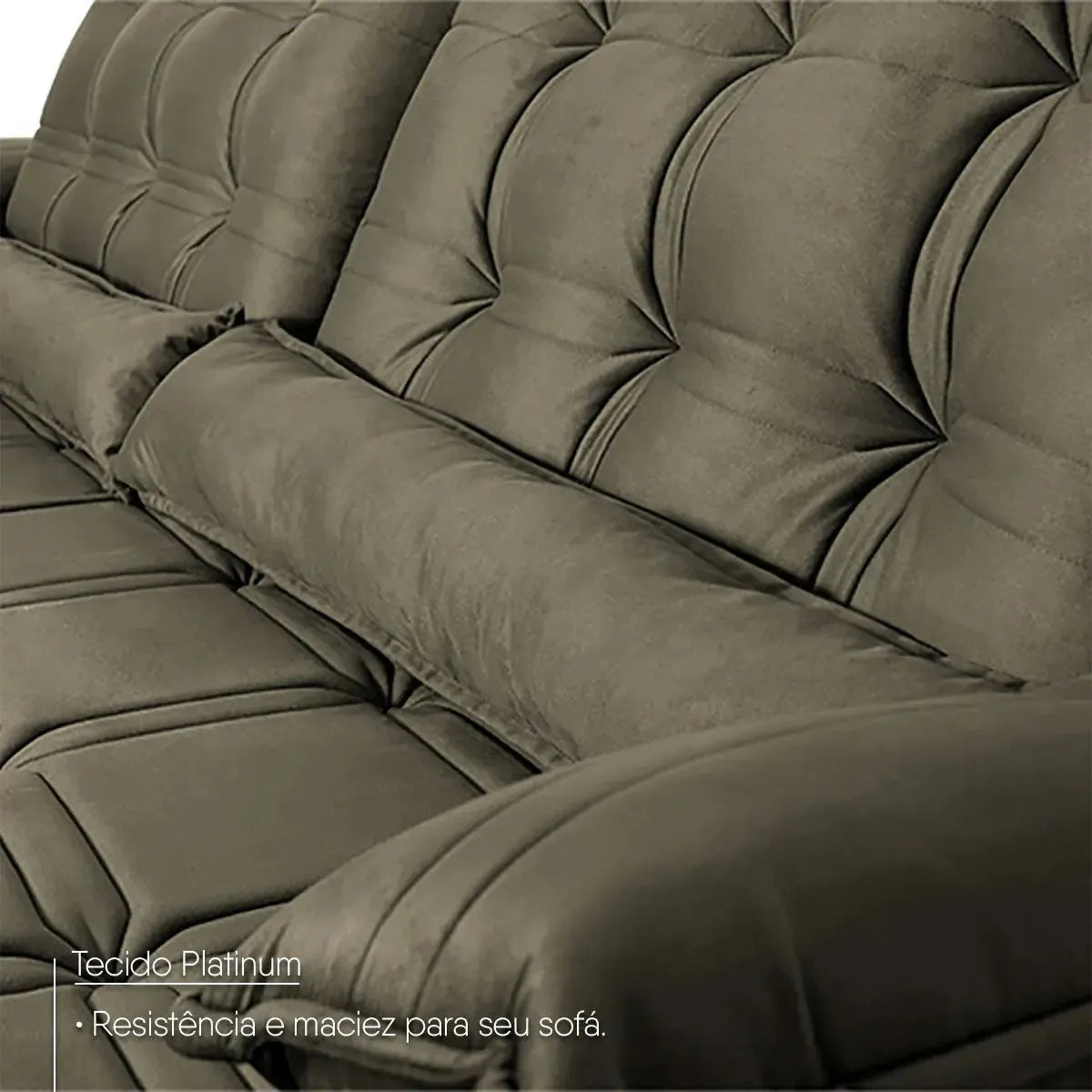Sofá Retrátil Reclinável 3,00m Ascari Suede Velut Tabaco molas Ensacadas