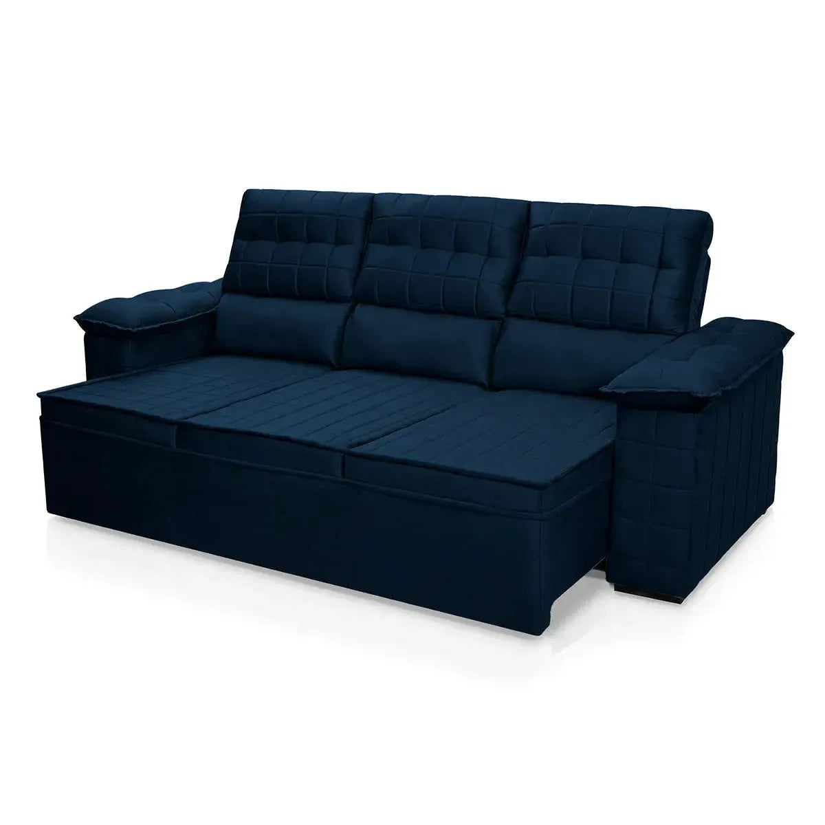 Sofá Retrátil Reclinável 4 lugares com molas 2,30m Quantum Suede Velut Azul