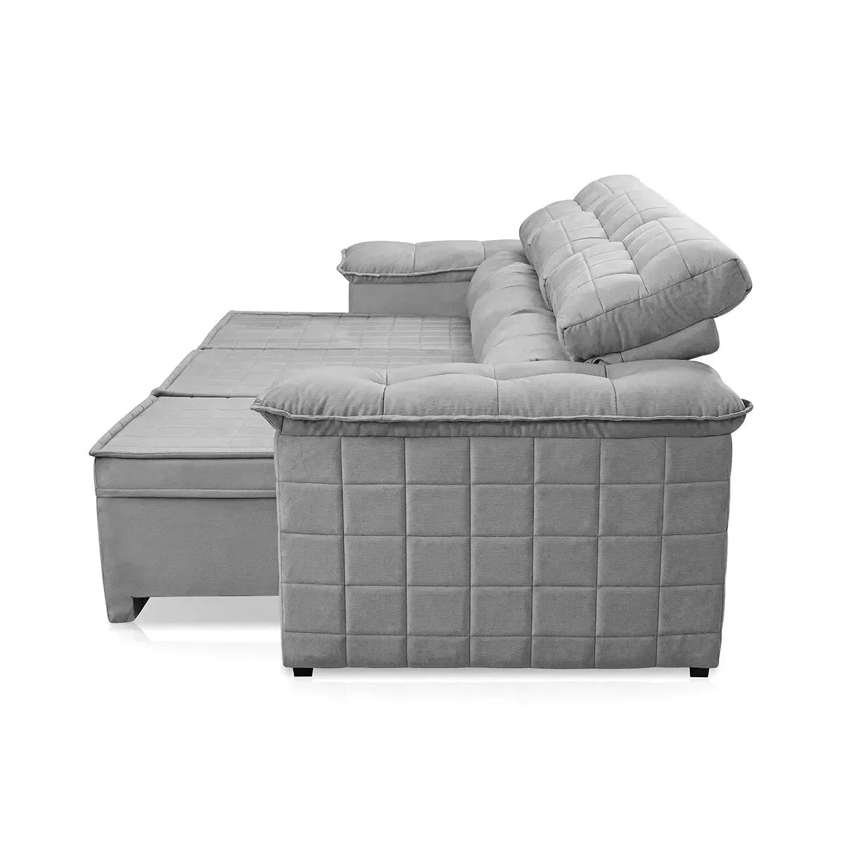 Sofá Retrátil Reclinável 4 lugares com molas 2,30m Quantum Suede Velut Cinza