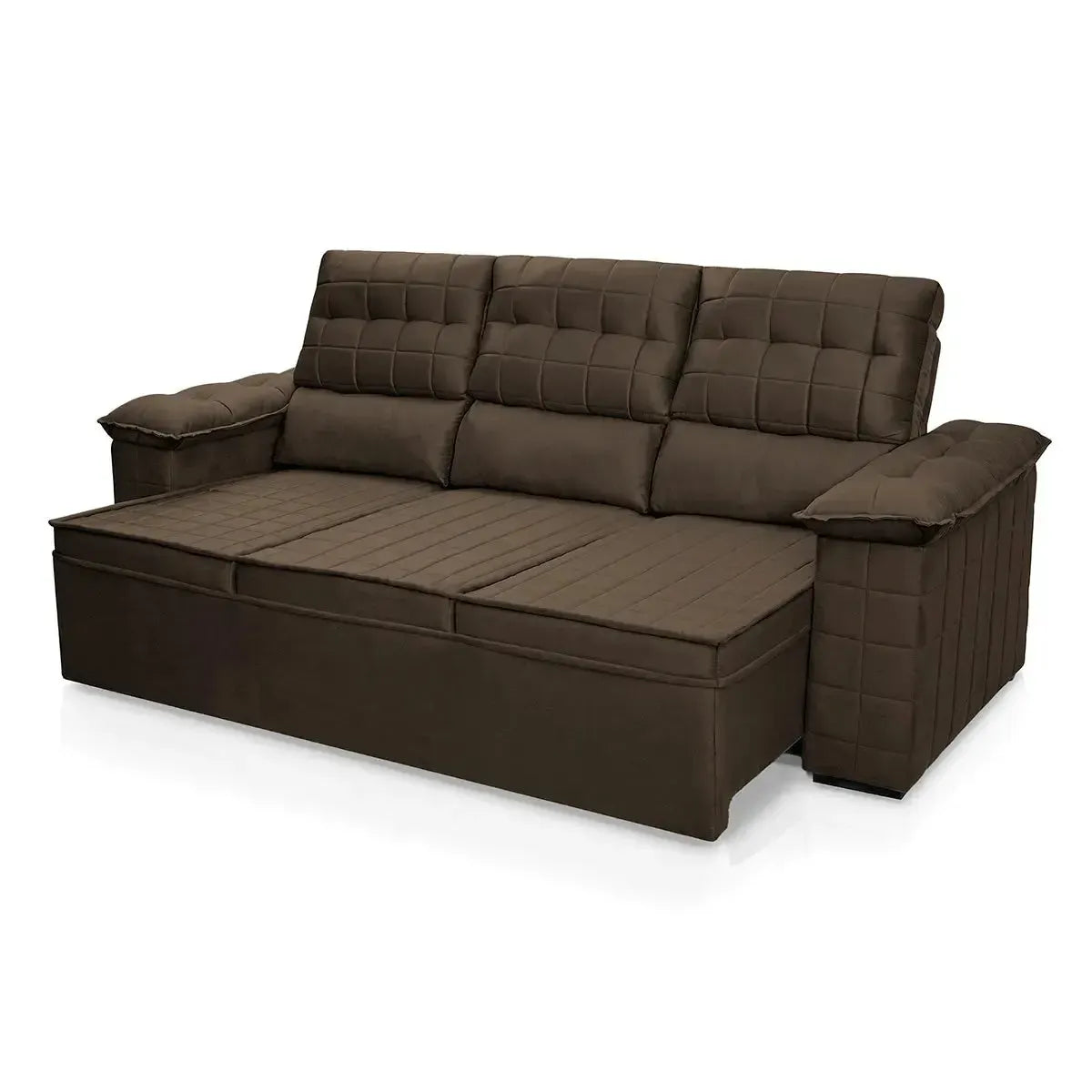 Sofá Retrátil Reclinável 4 lugares com molas 2,30m Quantum Suede Velut Marrom